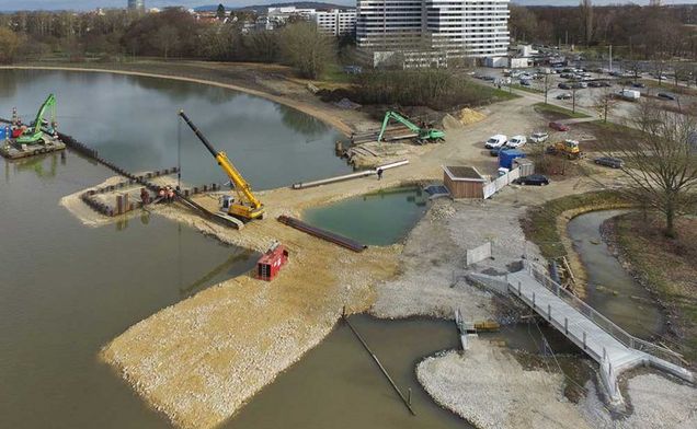 Slide Foto von Bauarbeiten an der Wasserwelt Wöhrder See